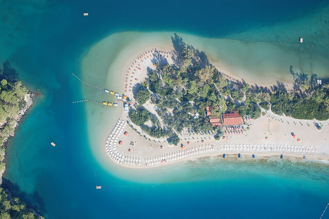 View of Oludeniz Beach during a paragliding adventure